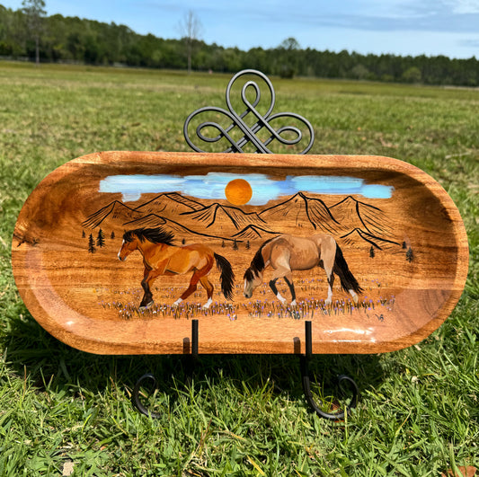 Hand Painted Wooden Serving Dish