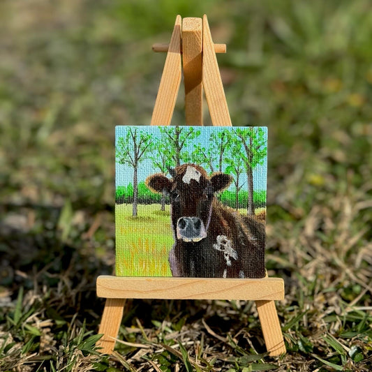 Mini Canvas Magnet - Sweet Cow