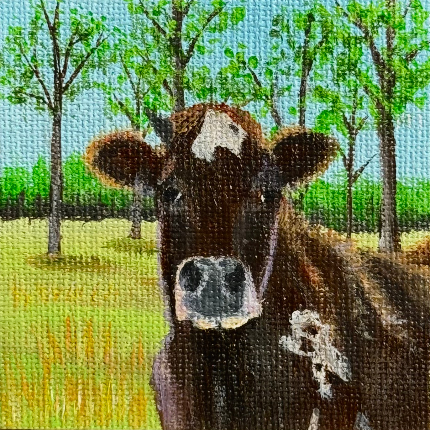 Mini Canvas Magnet - Sweet Cow